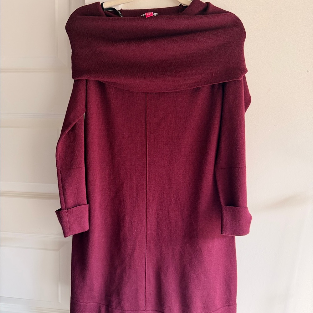 Vince Camuto Off-the-Shoulder Burgundy Sweater Dress